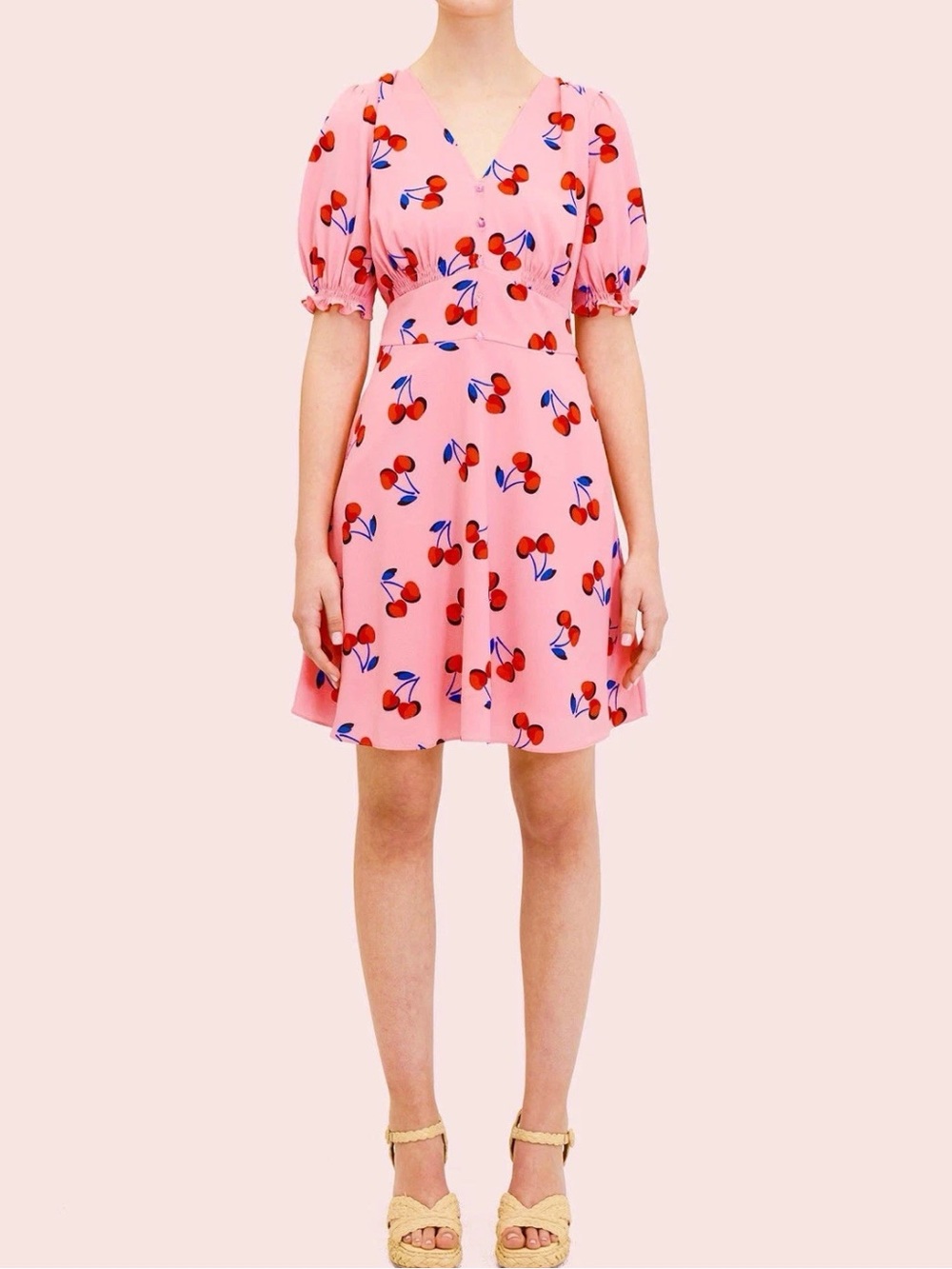 Kate Spade NY Cherry Toss Printed Mini Dress Size 10 Pockets